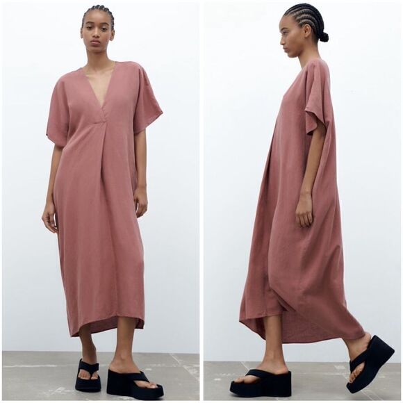 Zara Dresses & Skirts - Zara Pleated Tunic Dress New Medium Marsala